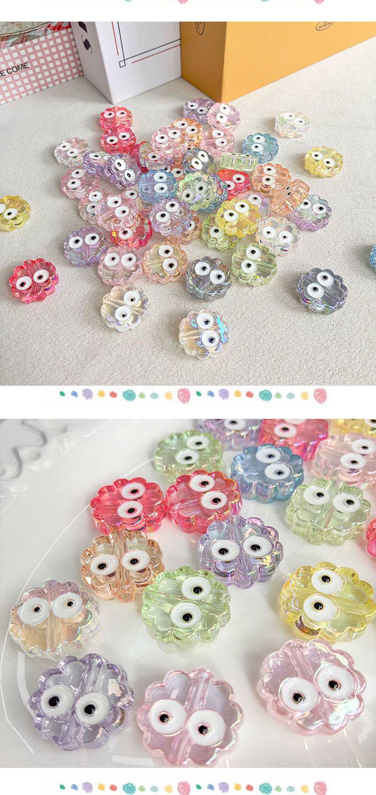 High-Quality UV Beads Transparent and colorful coal ball biscuit beads