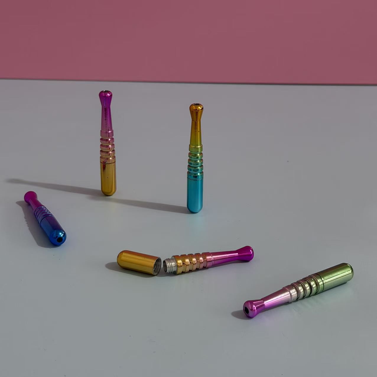 Novelty Storage Tubes Iridescent Electroplated Aluminum Baseball‑Bat Storage Tube