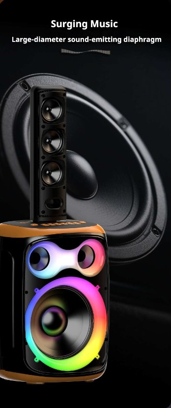 Karaoke Speaker System KP-8008/8009 Wireless Bluetooth Speaker – 120W High Power, Dual Microphones for Karaoke, Portable Audio System for Outdoor Use and Home Parties