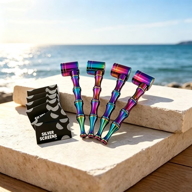 Novelty Storage Tubes Rainbow Electroplated Bamboo‑Joint Metal Figurine