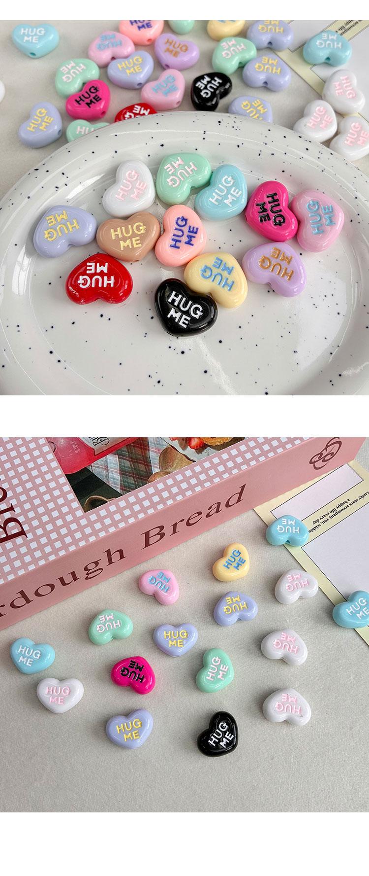 Solid Color Acrylic Beads Solid color dripping oil heart-695