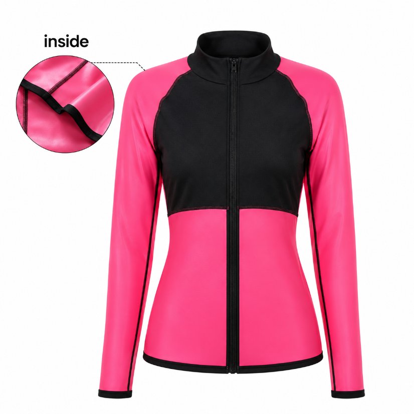 vest-top-tshirt-jacket-bra-tank Sauna Jackets for Women Long Sleeves Sweat Suit Weight Loss Shirt Zipper Workout Gym Exercise Body Shaper
