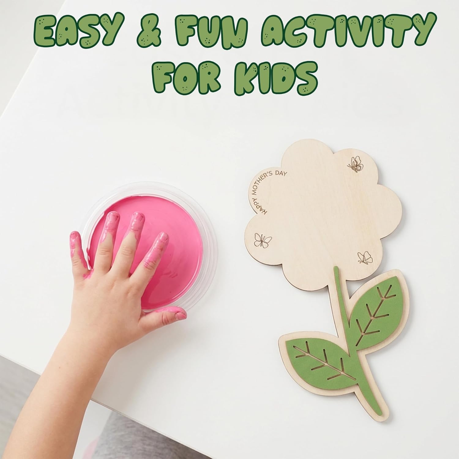 Holidays, gifts Mother's Day Craft Art Handprint Wooden Rose