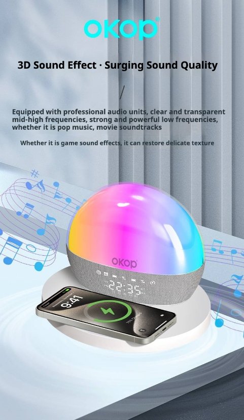 Wireless Charging Bluetooth Speaker KP-818 Wireless Charging Clock Bluetooth Speaker