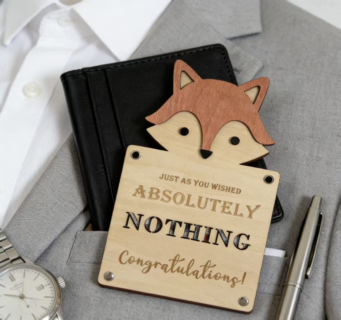 Holidays, gifts Cartoon Money Clip Wooden Lightweight Portable Cute Pattern Playful Fox Lion Bear