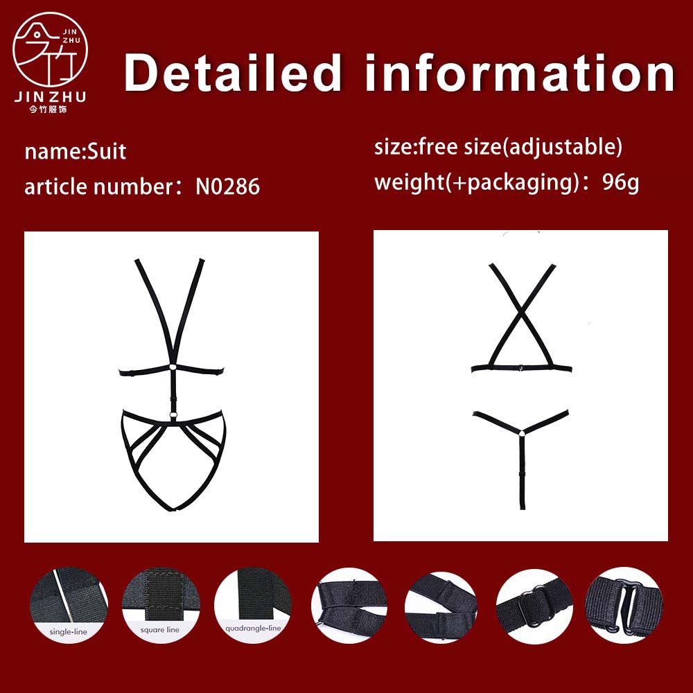 女士连体衣 Halter One-Piece Body Harness – O-Ring Elastic Waist & Hip Cross-Straps