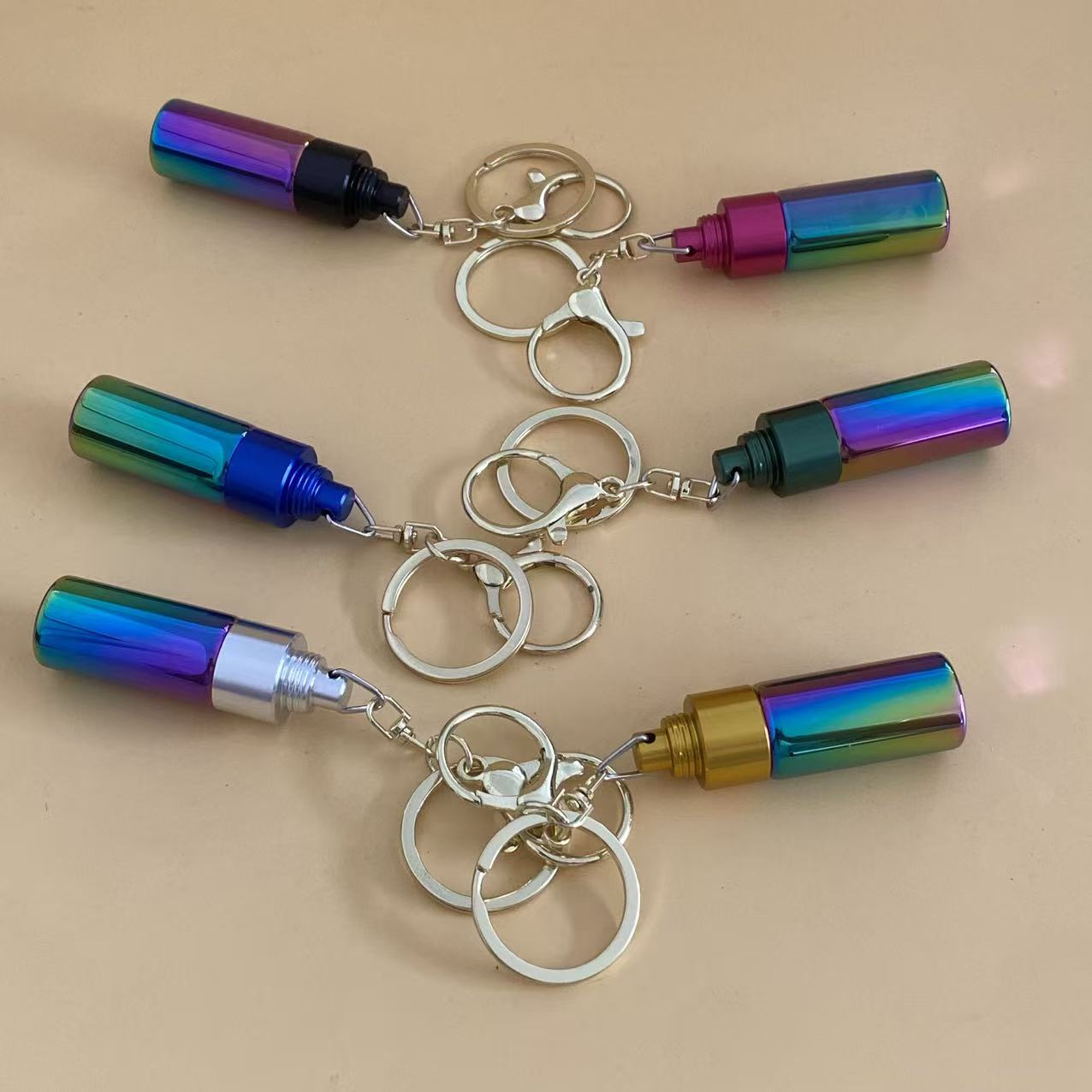 Keychain Storage Iridescent Portable Storage Tube Keychain