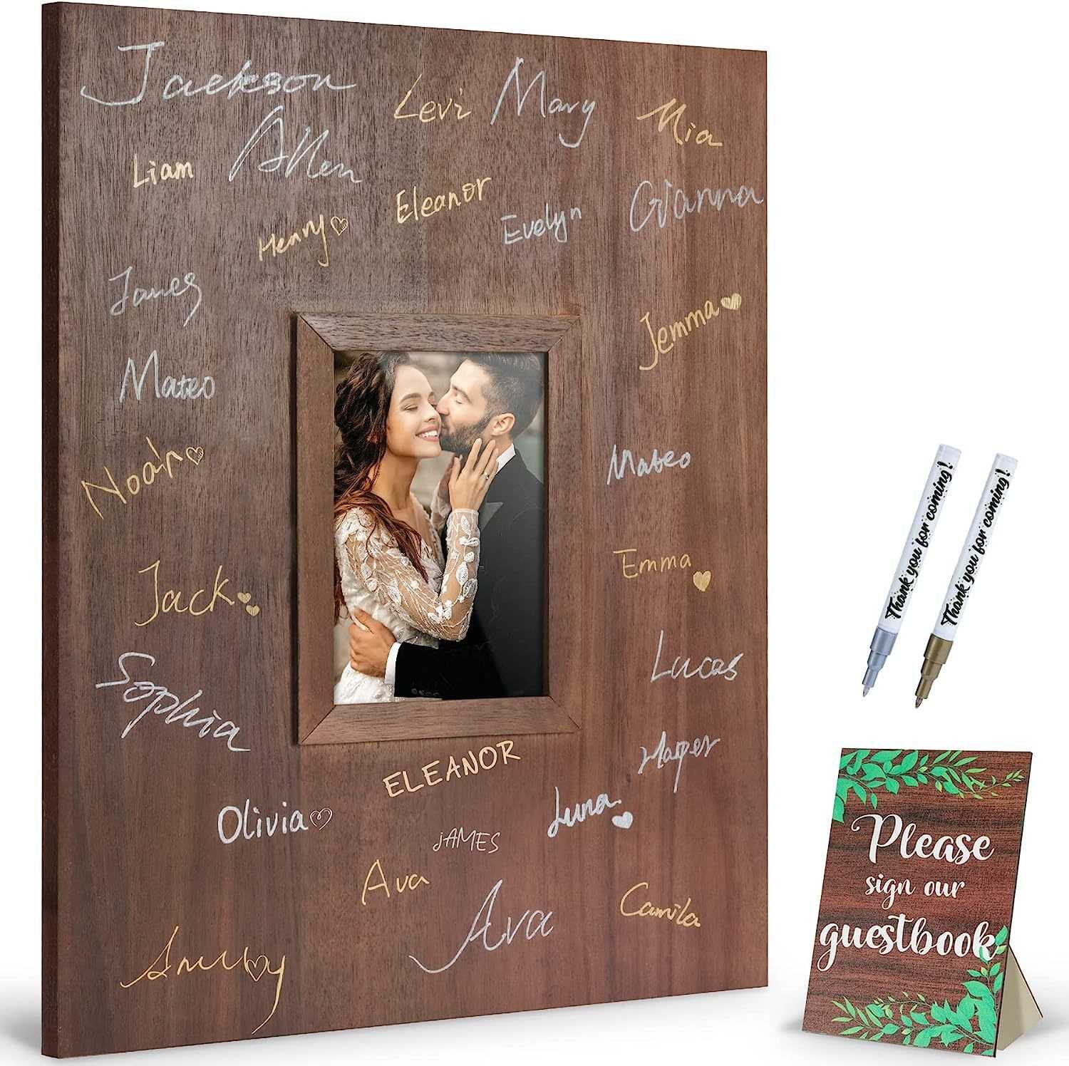 Wedding Sign-in Bride and Groom Souvenir Wall Hanging Wooden Signature Frame Wedding
