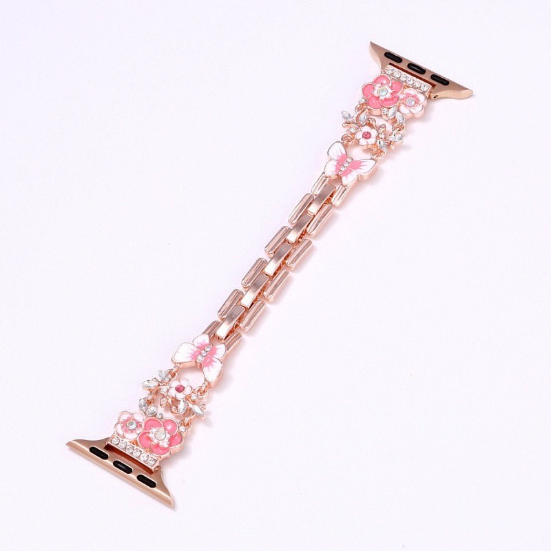 Alloy watch band Floral Rhinestone Metal Strap for Apple Watch Series 5/6/7/8/9/SE