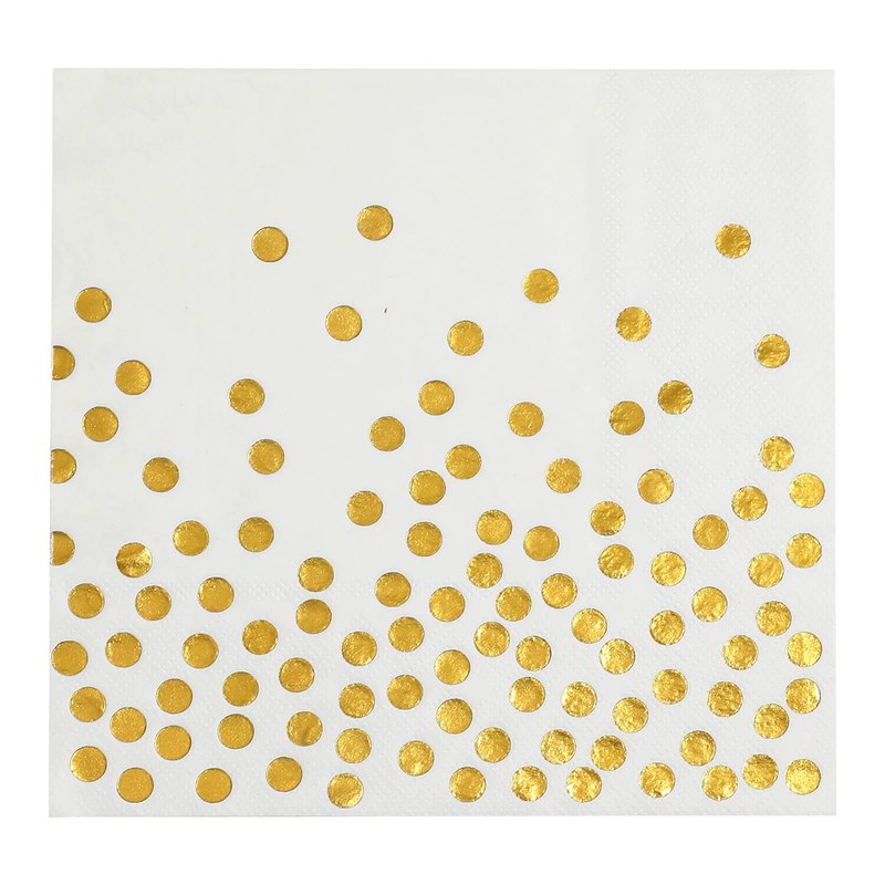 Gold Foil White Paper Napkins with Gold Foil Dots