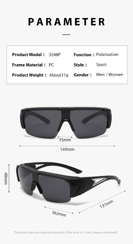 Sports Sunglasses 3538 Polarized Photochromic Clip-on Set