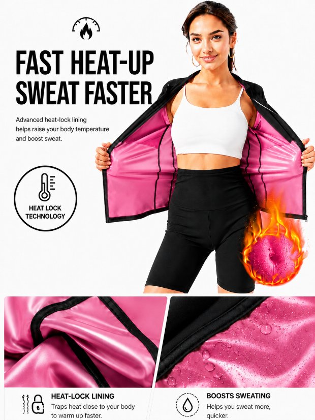 vest-top-tshirt-jacket-bra-tank Sauna Jackets for Women Long Sleeves Sweat Suit Weight Loss Shirt Zipper Workout Gym Exercise Body Shaper
