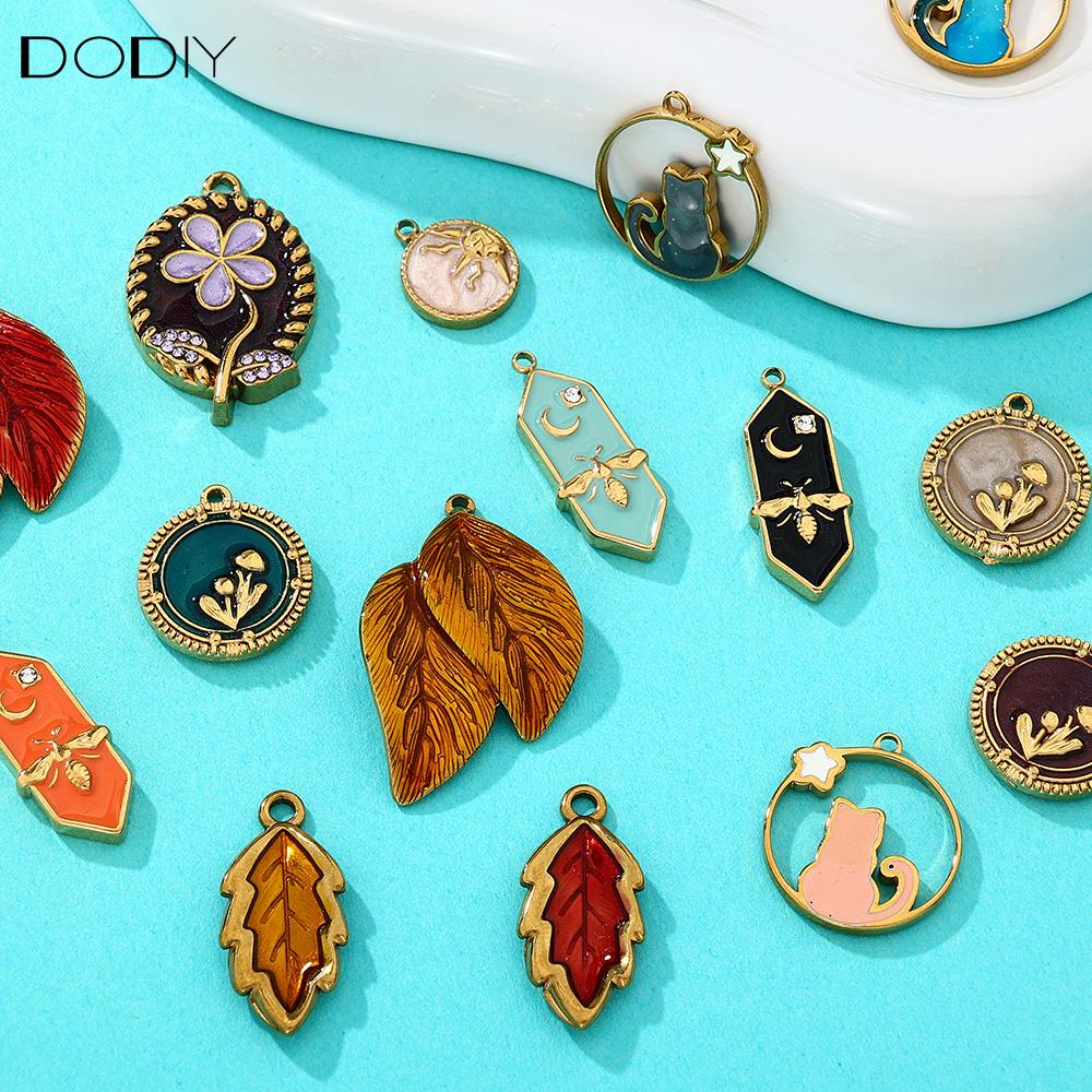 Charms DODY Nature Witchy Enamel Charms | 316L Stainless Steel 18K PVD Gold DIY Jewelry Pendants