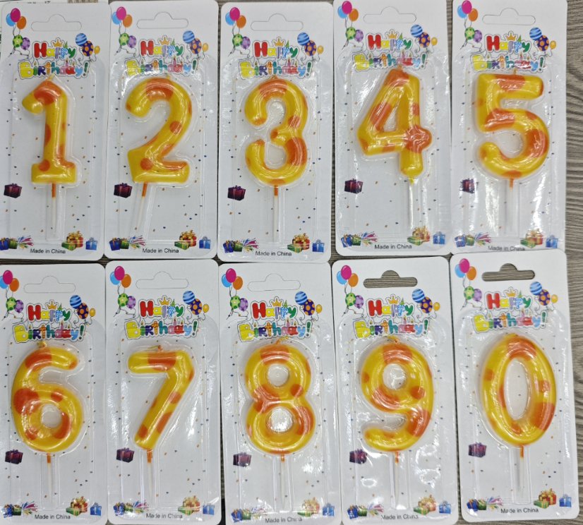 Number Birthday Candles Yellow-Orange Polka-Dot Cheese-Style Number Candle