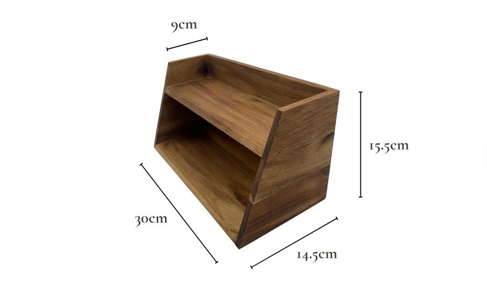 Desktop Storage Two-tier open wooden storage rack