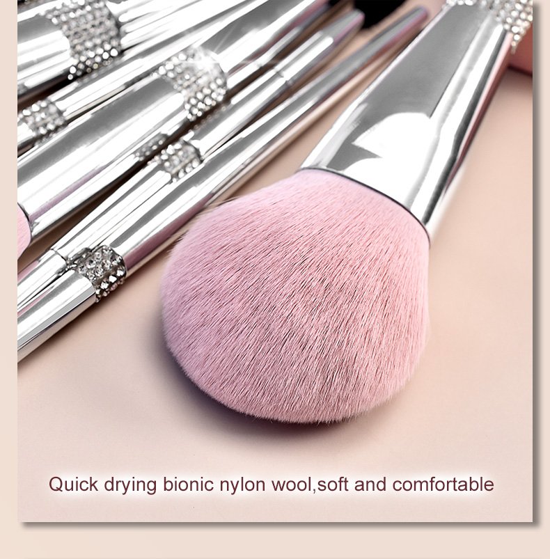 Daily brush set Makeup Brush Set, 11PCS Silver Glitter Crystal Make Up Brush
