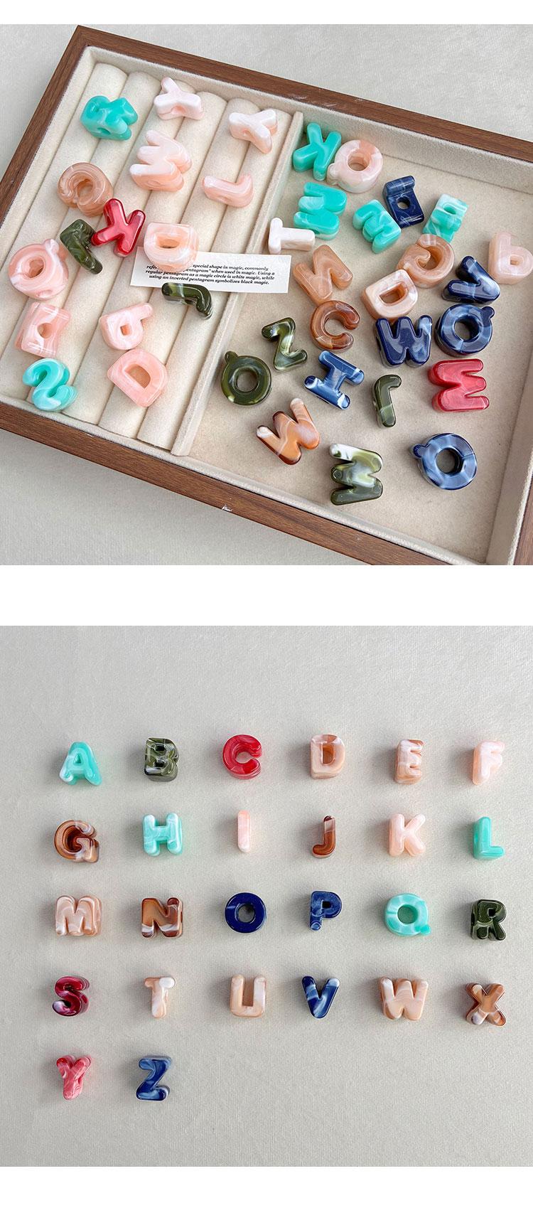 Solid Color Acrylic Beads Marble double-colored alphabet beads