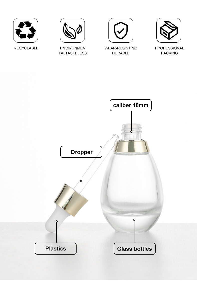 frasco cuentagotas 0ml Light Bulb-Shaped Dropper Bottle for Essential Oil