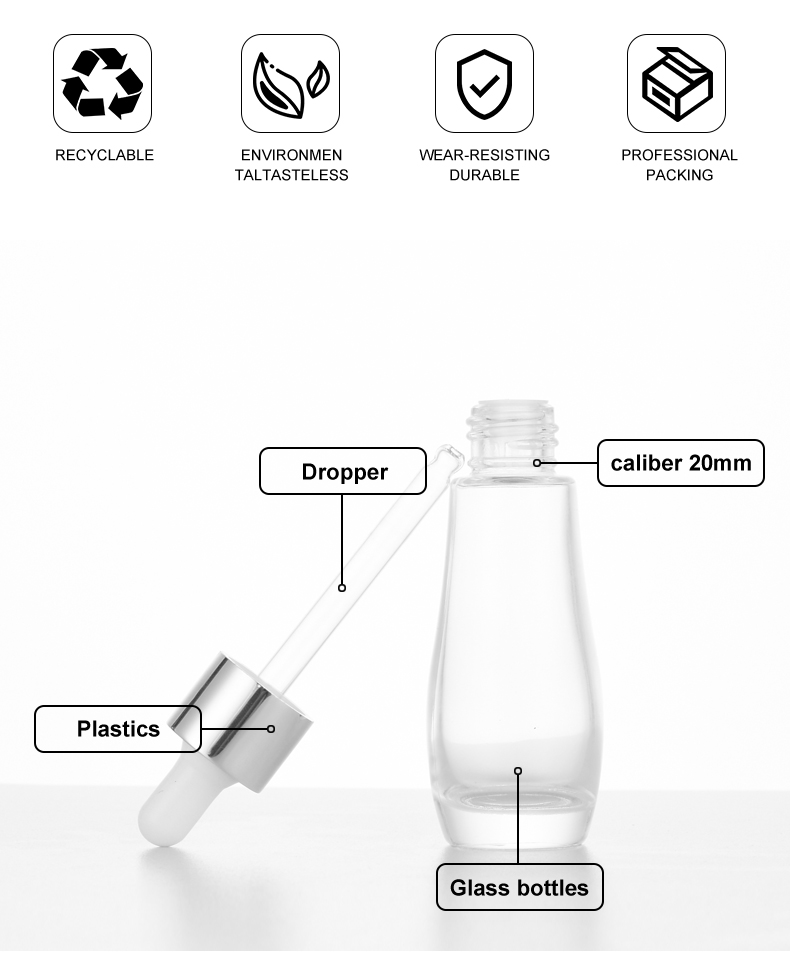 frasco cuentagotas 30ml Classic Black Semi-Transparent Glass Dropper Bottle for Essential Oil 