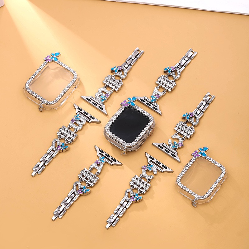 Alloy watch band 26-Letter Alphabet Rhinestone Strap Set for Apple Watch All Series