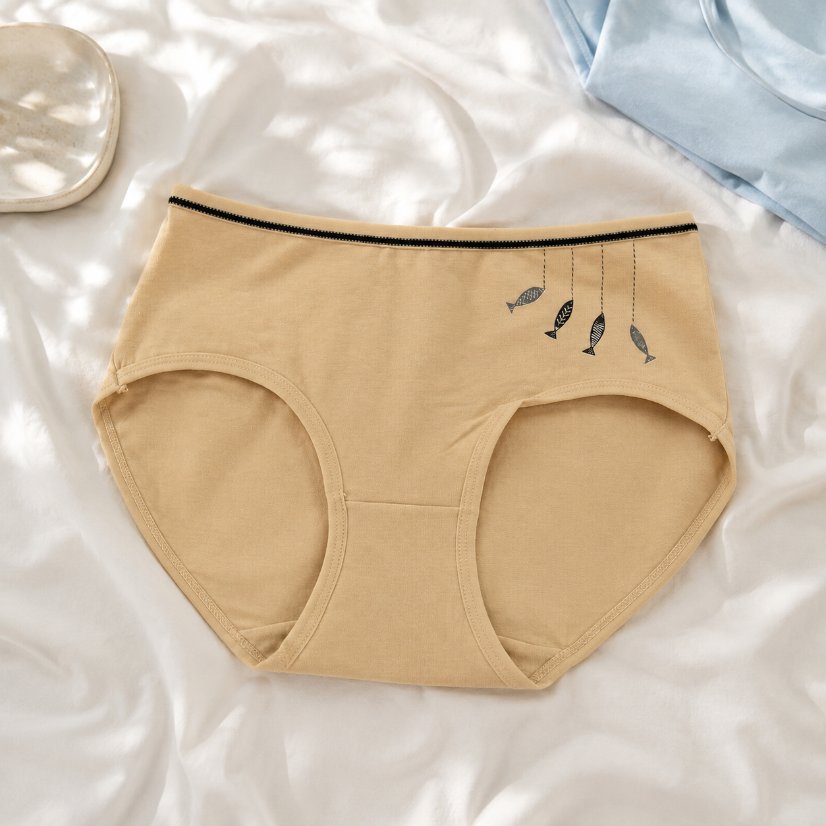 Printed Women's Underwear Women's Cute Fish Print Briefs, Simple Comfortable Cotton Underwear