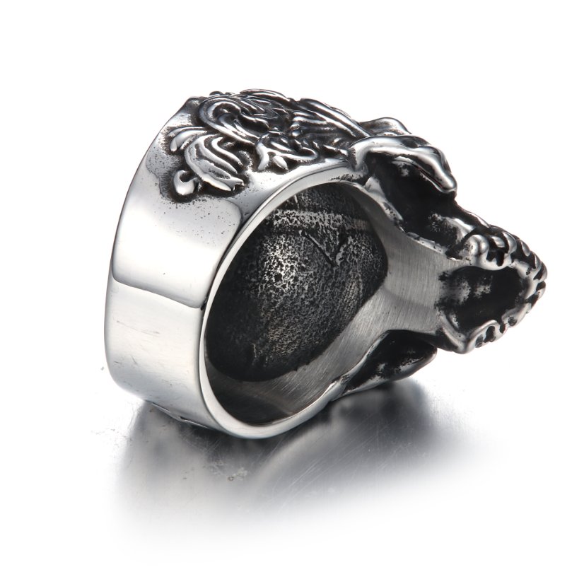 Rings Floral Pattern Skull Head Stainless Steel Ring