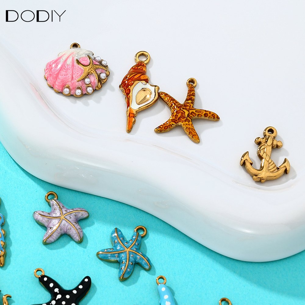 Charms DODY Ocean Enamel Charms | 316L Stainless Steel 18K PVD Gold DIY Jewelry Pendants