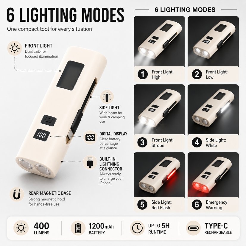 HB-Z818 Multi-Function Portable Wearable Light