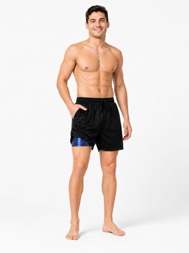 legging-shorts-capri-pant Men's Sauna Shorts - Heat Trapping 2-in-1 Double Layer - Sauna Suit Bottom - Compression Training Gym Athletic Shorts