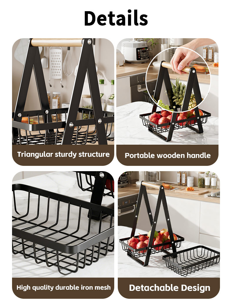 Farmhouse Fruit Caddy 3-Tier Fruit Basket Stand