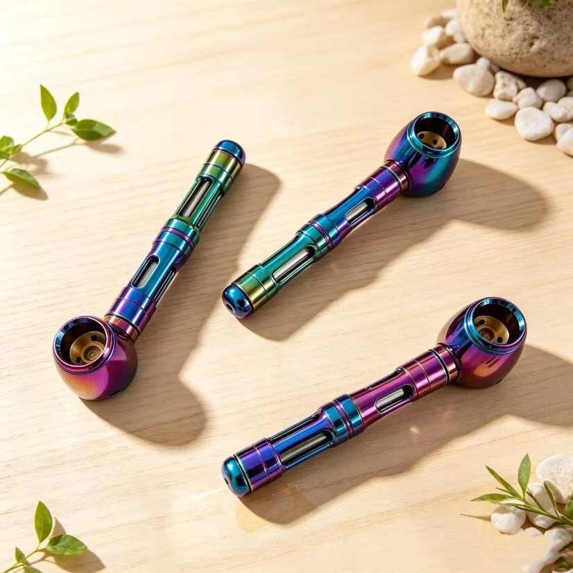 Novelty Storage Tubes Iridescent Laser‑Cut Hollow Aluminum Fidget Tube
