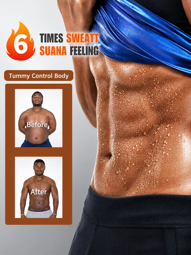 vest-top-tshirt-jacket-bra-tank Men's Heat Trapping Pullover Sweat Enhancing Vest - Sauna Suit Shirt Compression Vest Shapewear Top for Gym Exercise