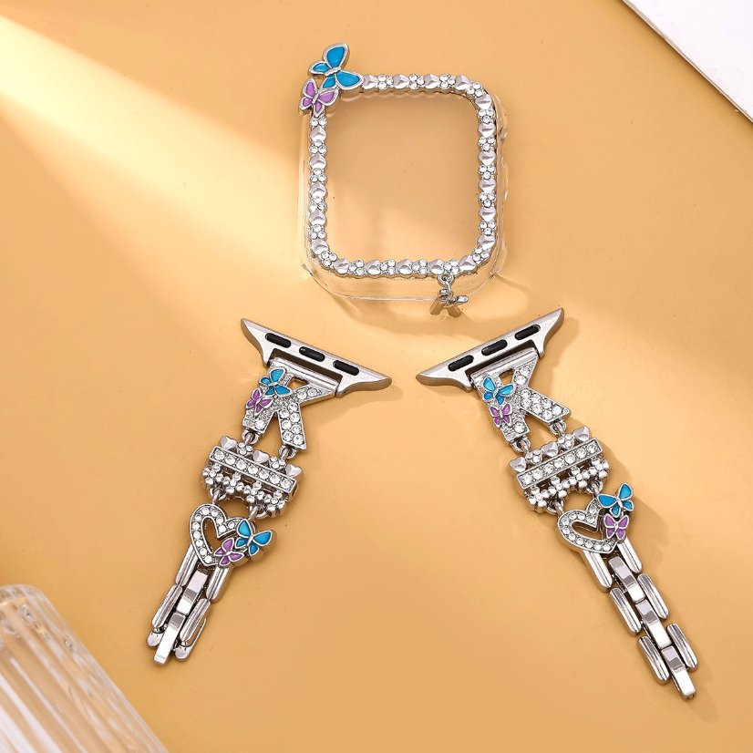 Alloy watch band 26-Letter Alphabet Rhinestone Strap Set for Apple Watch All Series