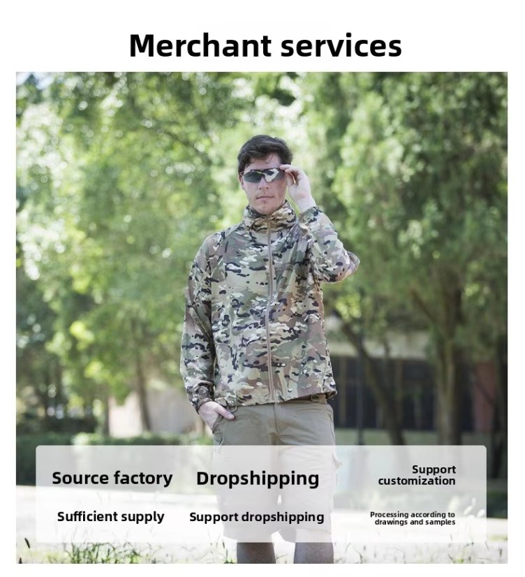 Sun-protective clothing Cycling Tactical Camo Sun Protection Pilot Jacket – Relaxed Plus-Size Hooded Summer Lightweight Outdoor Skin Suit