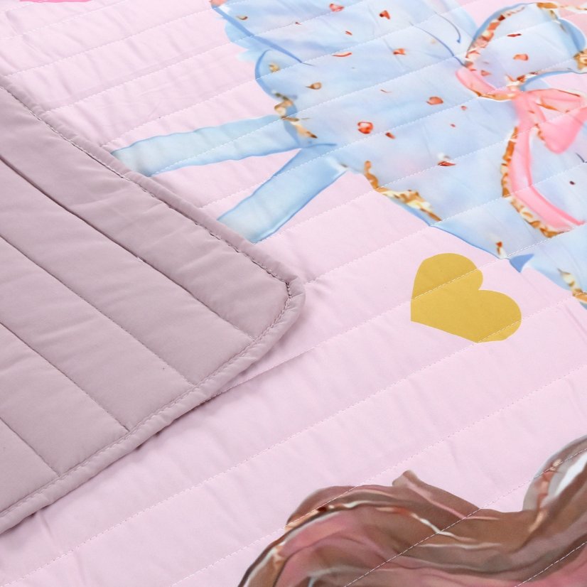 Children Digital Printed Bedspreads A08 Ballerina & Unicorn Kids Bedding Set