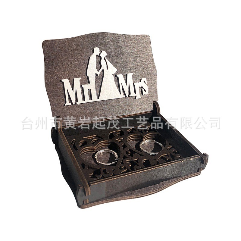Wedding Supplies Wooden Jewelry Box Hollow Accessory Storage Ring Box