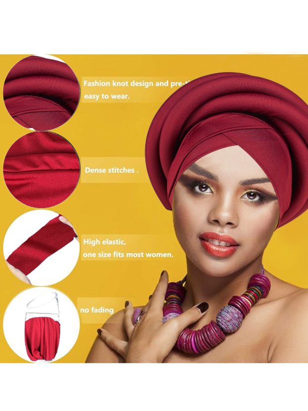 Gele African Gele Headwrap for Women | Dramatic Solid Color Woven Design for Party Wedding Evening Wear