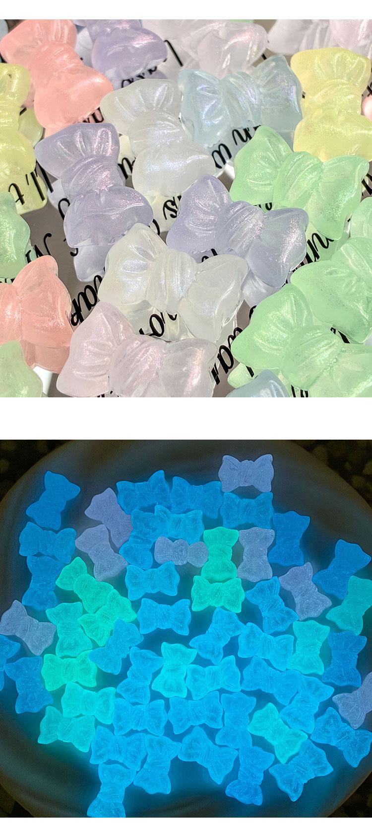 Transparent Acrylic Beads Luminous glitter bowknot