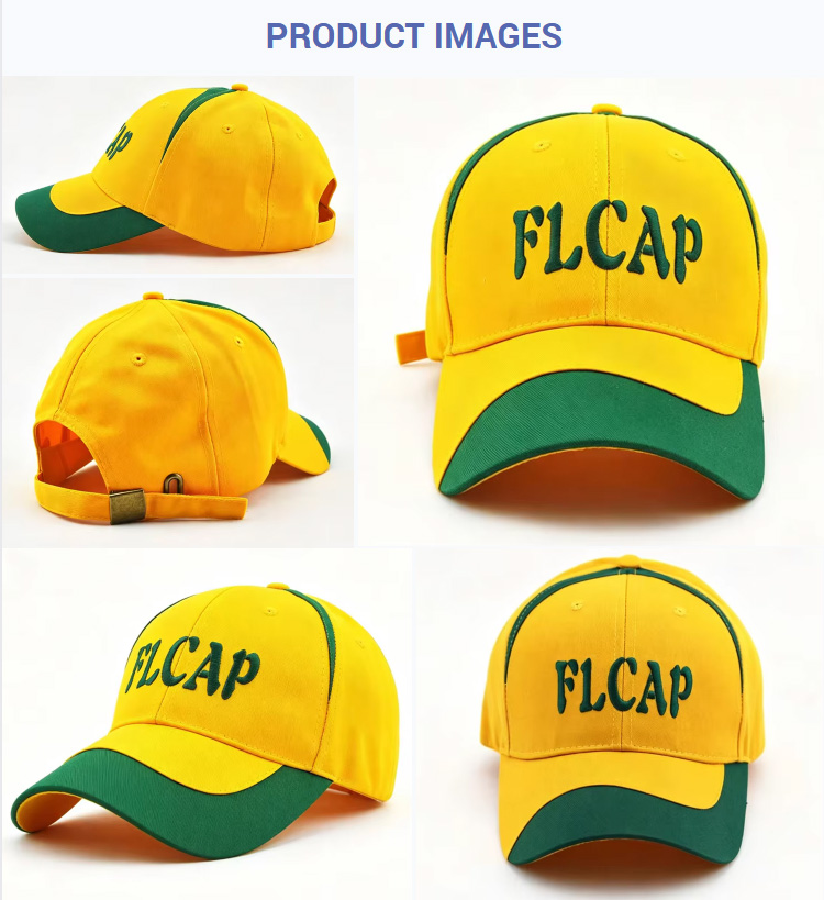 Baseball Caps Yellow & Green Color-Block 3D FLCAP Embroidery Logo Baseball Cap