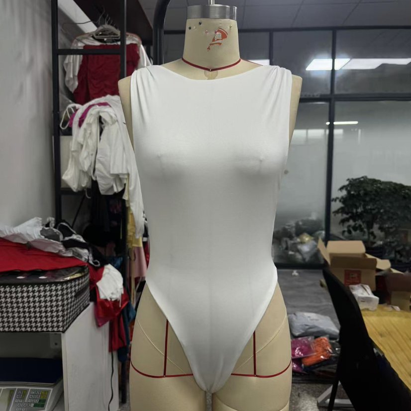 Bodysuits & Rompers 6589 Satin One-Shoulder Open-Back Bodysuit