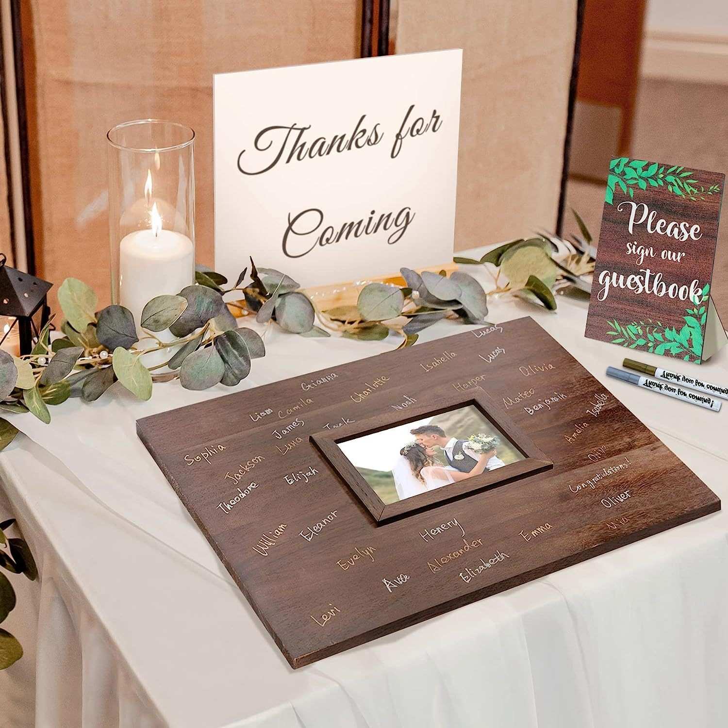 Wedding Sign-in Bride and Groom Souvenir Wall Hanging Wooden Signature Frame Wedding