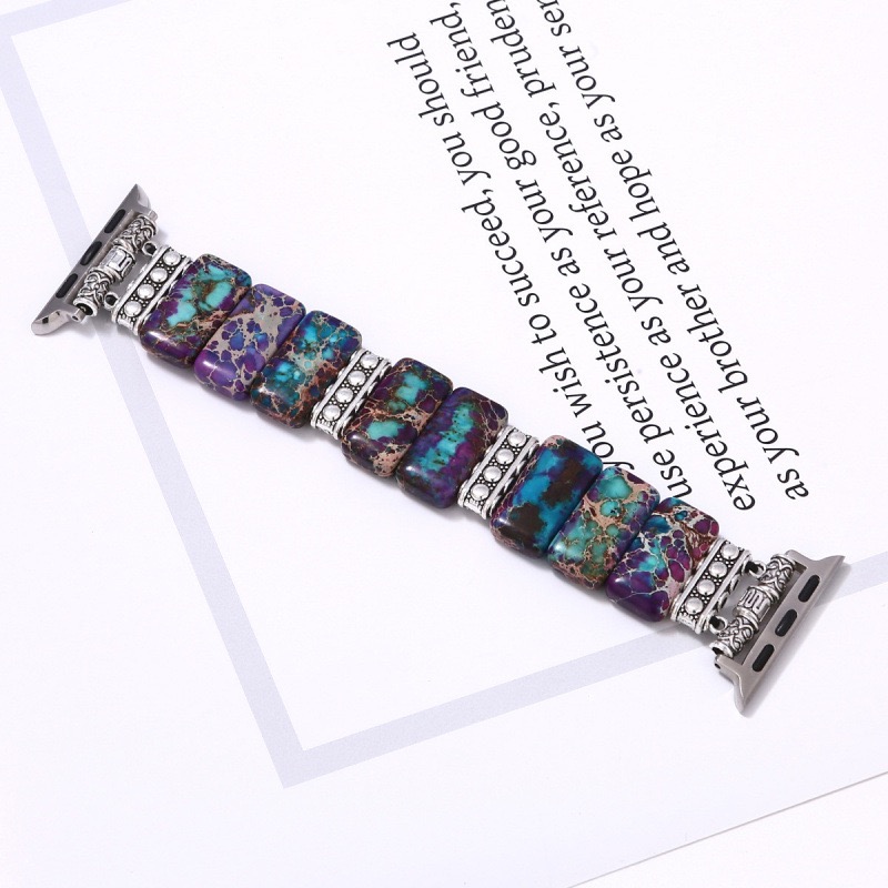 Watch strap Turquoise Beaded Elastic Strap for Apple Watch Series 9/8/7/6/5/4/SE