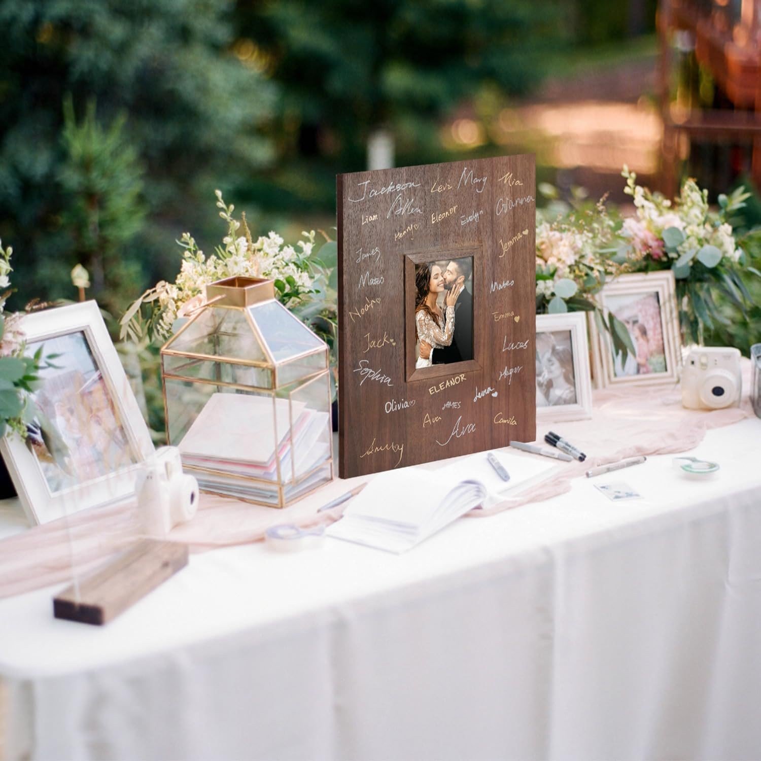 Wedding Sign-in Bride and Groom Souvenir Wall Hanging Wooden Signature Frame Wedding