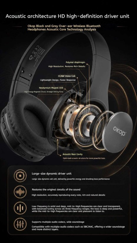 Over-Ear Headphones KP-H110 Wireless Bluetooth Speaker