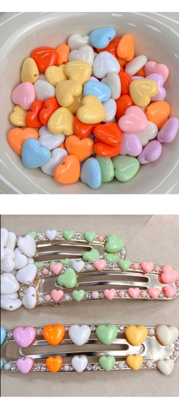 Solid Color Acrylic Beads heart beads