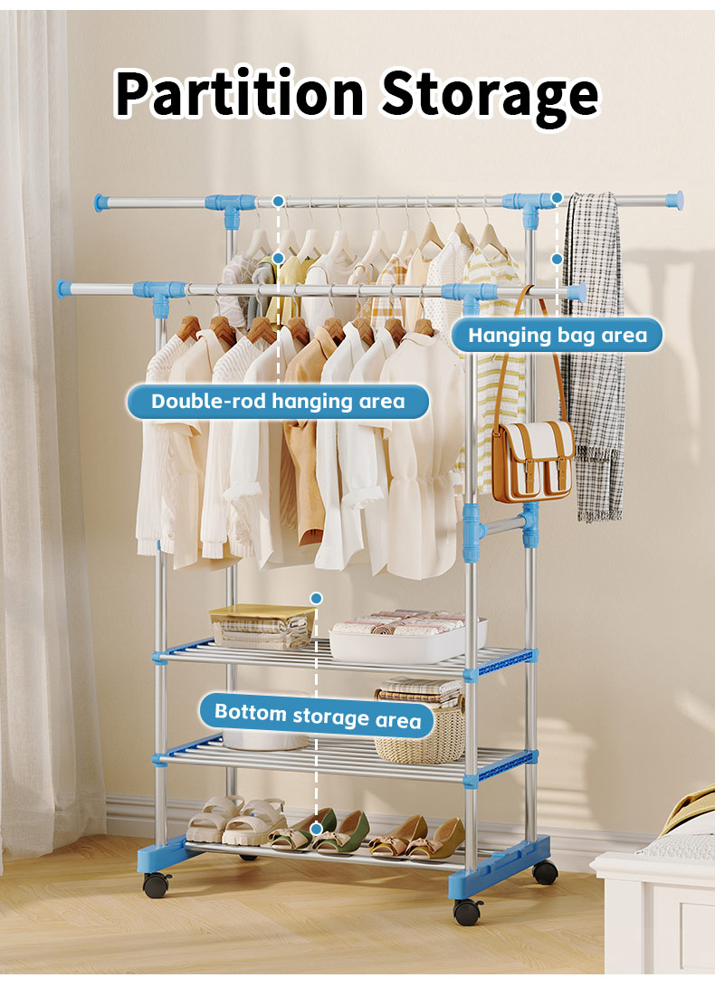 Double Rod Double Rod Multifunctional Clothes Rack