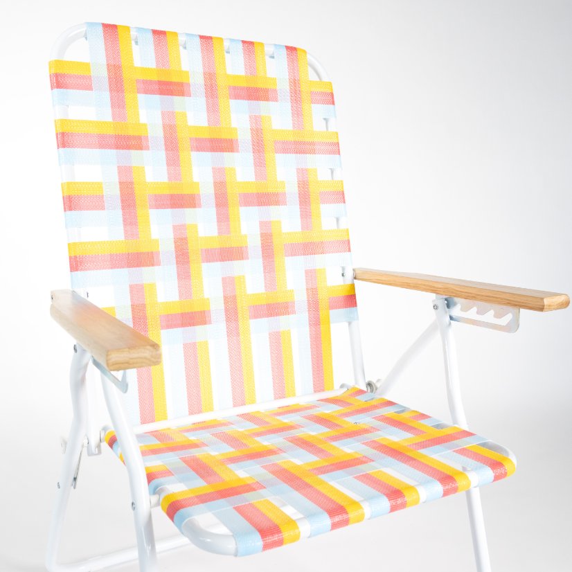 Beach Chair wooden armrest five-position adjustable strap PE binding tape chair