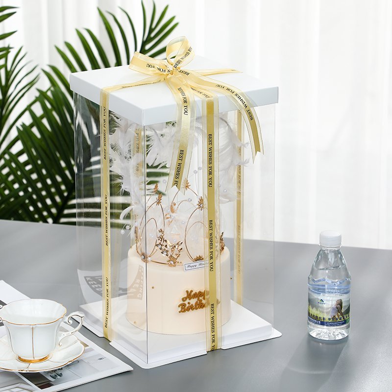 Birthday Cake Boxes Square Cake Box with White Lid and Clear Side Panels