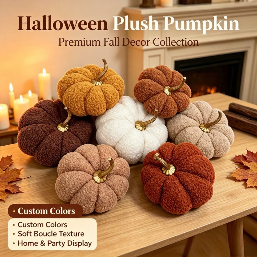 Fabric pumpkin ornament Teddy Fleece Fabric Pumpkin