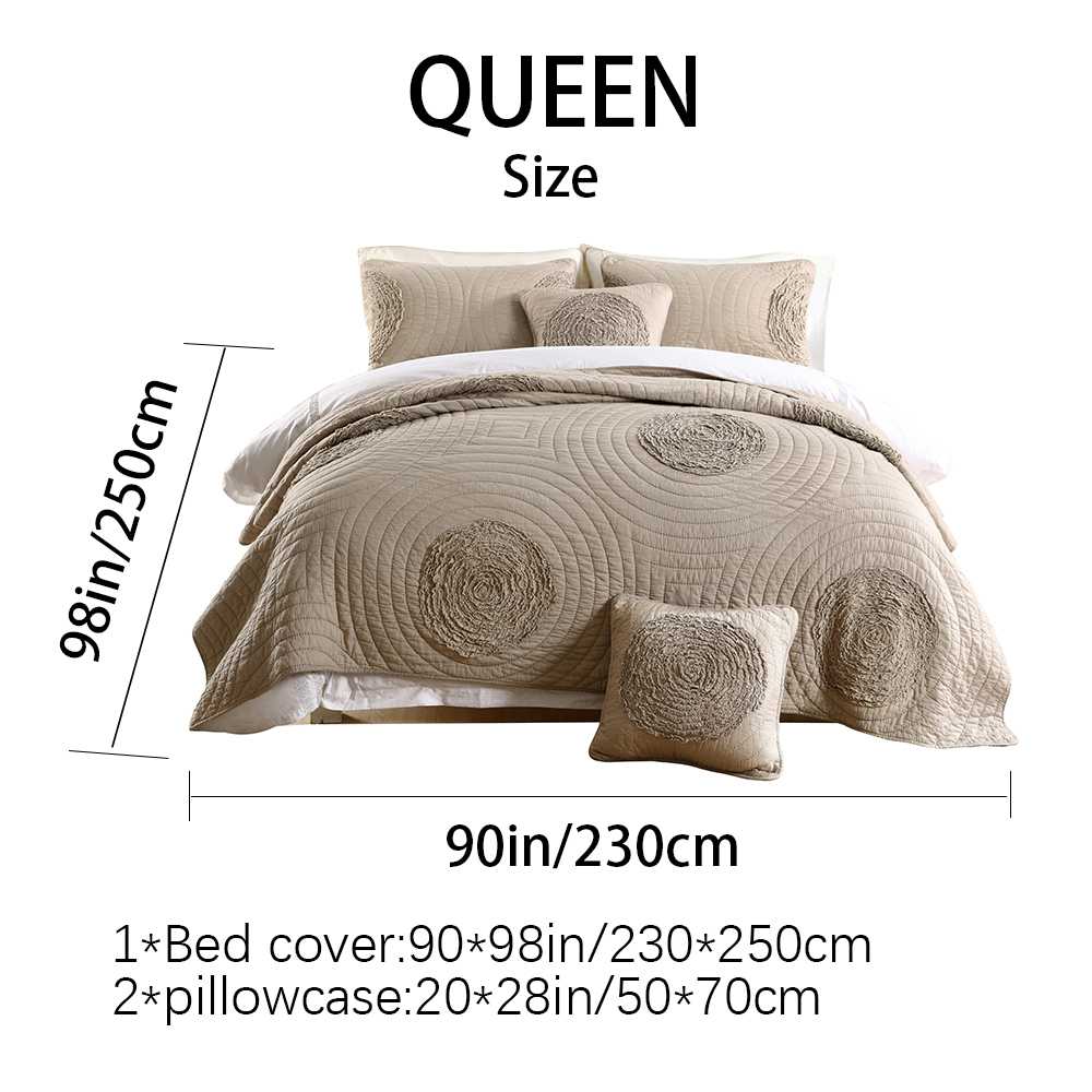 3-Piece Sets Encrypted Quilting Quilt Set Circular Pattern